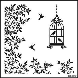Kuş Temalı Desenler Stencil Şablon (30x30) KU-030