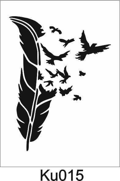 Kuş Temalı Desenler Stencil Şablon (25x35) KU-015