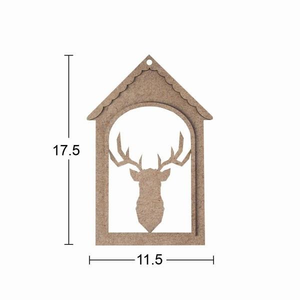 Ahşap Geyik Yılbaşı Süsü 17,5x11,5cm F827