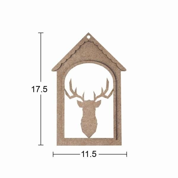 Ahşap Geyik Yılbaşı Süsü 17,5x11,5cm F827