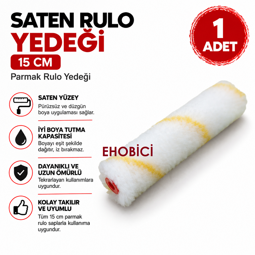 Saten Rulo Yedeği 15CM Parmak Rulo