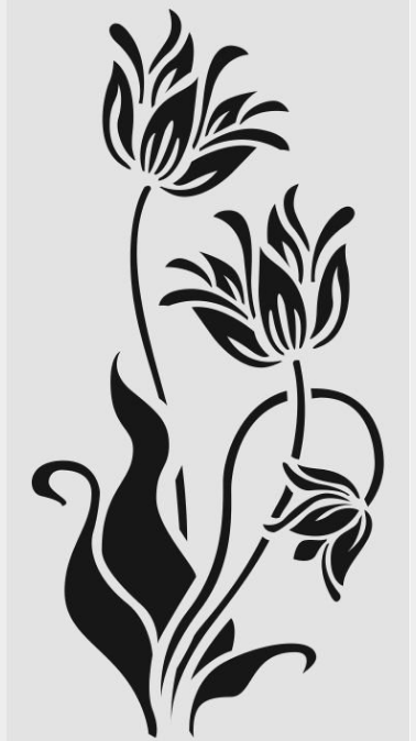 Çiçek Desen Stencil Şablon (15x30) F-105
