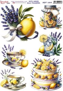 Koyu Zemin Sulu Transfer Kağıdı 25x35cm KST-134 Limon