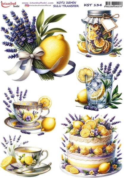 Koyu Zemin Sulu Transfer Kağıdı 25x35cm KST-134 Limon