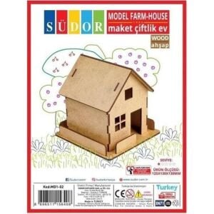 Südor Ahşap Maket Çiftlik Ev 12,5x13x13cm