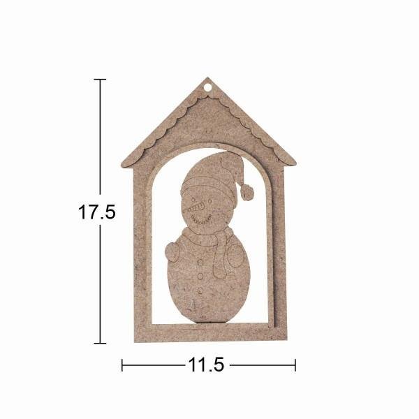Ahşap Kardan Adam Yılbaşı Süsü 17,5x11,5cm F829