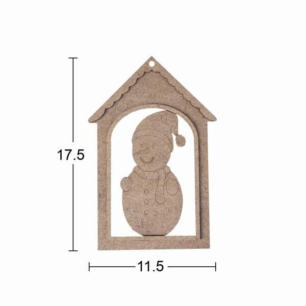Ahşap Kardan Adam Yılbaşı Süsü 17,5x11,5cm F829