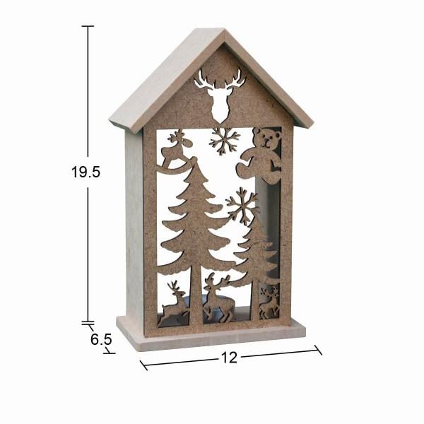 Ahşap Yılbaşı T-Light Mumluk 19,5x12cm F830