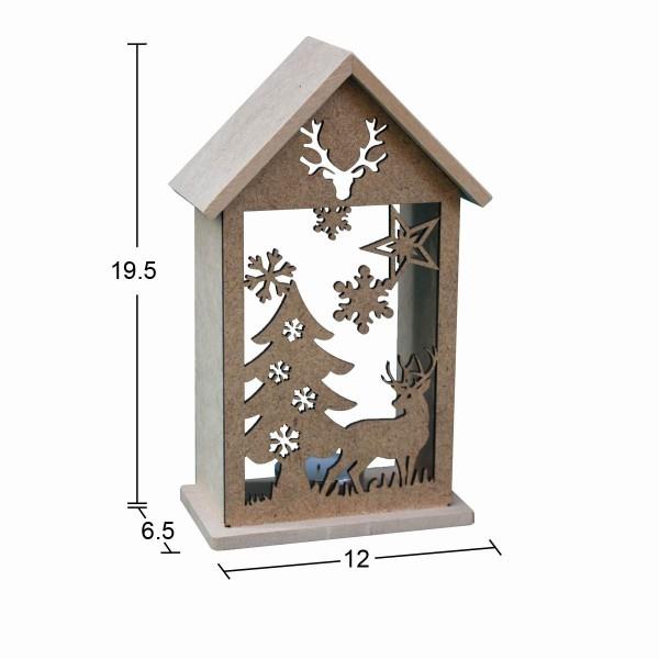 Ahşap Yılbaşı T-Light Mumluk 19,5x12cm F831