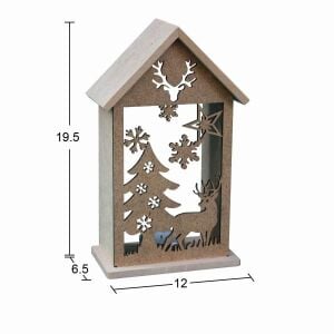 Ahşap Yılbaşı T-Light Mumluk 19,5x12cm F831