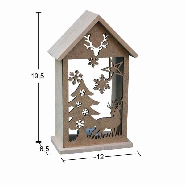 Ahşap Yılbaşı T-Light Mumluk 19,5x12cm F831