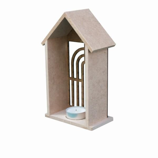 Ahşap Yılbaşı T-Light Mumluk 19,5x12cm F831