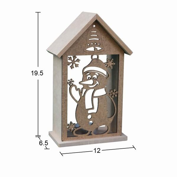 Ahşap Yılbaşı T-Light Mumluk 19,5x12cm F832
