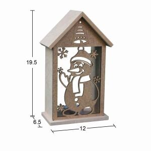 Ahşap Yılbaşı T-Light Mumluk 19,5x12cm F832