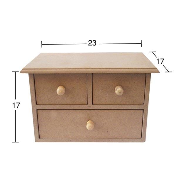 Ahşap Üç Çekmeceli Kutu KU276