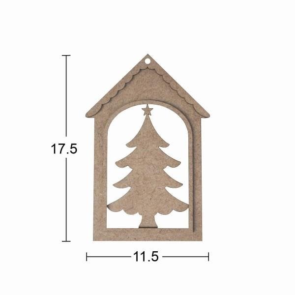 Ahşap Çam Ağacı Yılbaşı Süsü 17,5x11,5cm F826