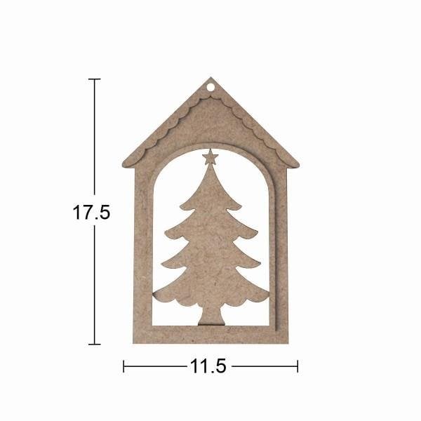 Ahşap Çam Ağacı Yılbaşı Süsü 17,5x11,5cm F826