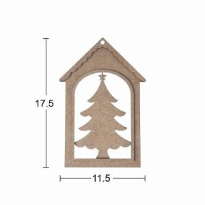 Ahşap Çam Ağacı Yılbaşı Süsü 17,5x11,5cm F826