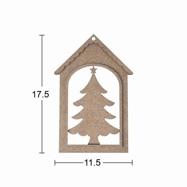 Ahşap Çam Ağacı Yılbaşı Süsü 17,5x11,5cm F826