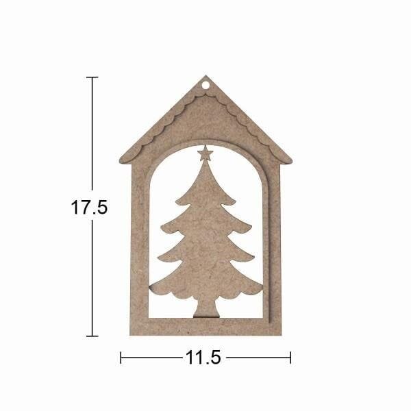 Ahşap Çam Ağacı Yılbaşı Süsü 17,5x11,5cm F826