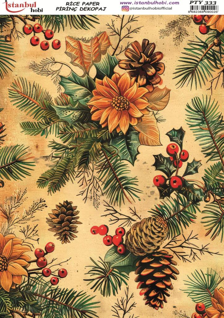 Pirinç Dekopaj Kağıdı 30x42cm PTY-333 Yılbaşı