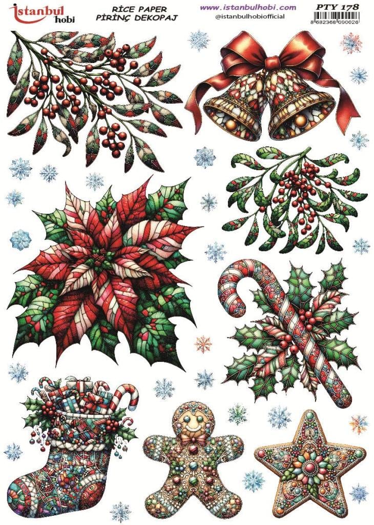 Pirinç Dekopaj Kağıdı 30x42cm PTY-178 Yılbaşı