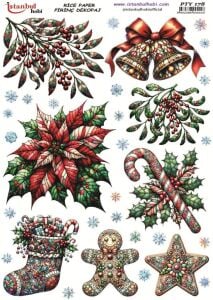Pirinç Dekopaj Kağıdı 30x42cm PTY-178 Yılbaşı