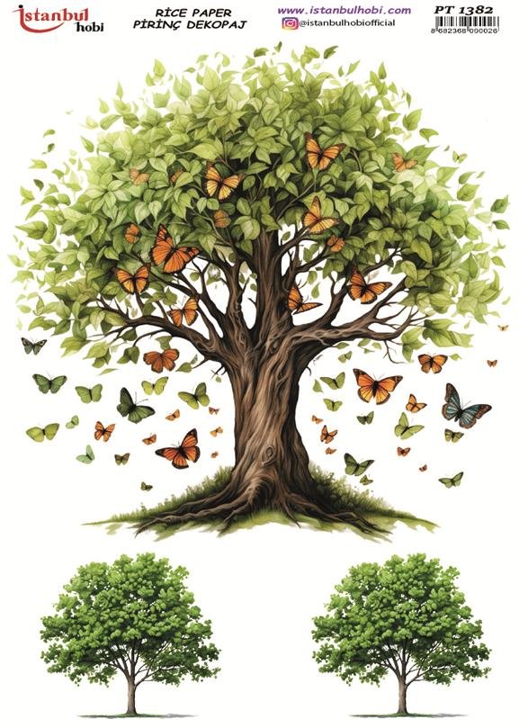 Pirinç Dekopaj Kağıdı 30x42cm PT-1382 Ağaç
