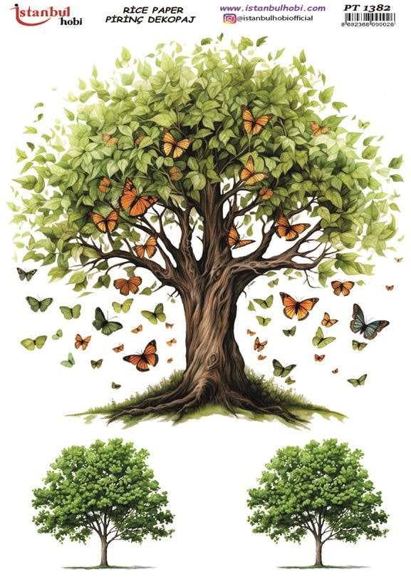 Pirinç Dekopaj Kağıdı 30x42cm PT-1382 Ağaç