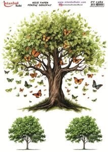 Pirinç Dekopaj Kağıdı 30x42cm PT-1382 Ağaç