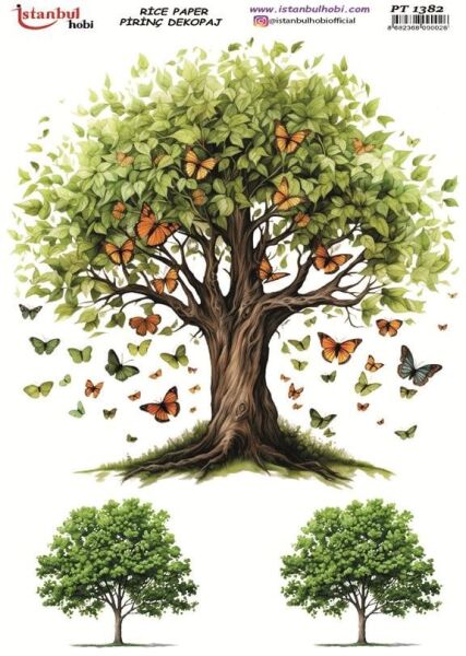 Pirinç Dekopaj Kağıdı 30x42cm PT-1382 Ağaç