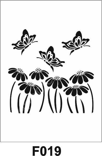 Çiçek Desen Stencil Şablon (20x20) F-019