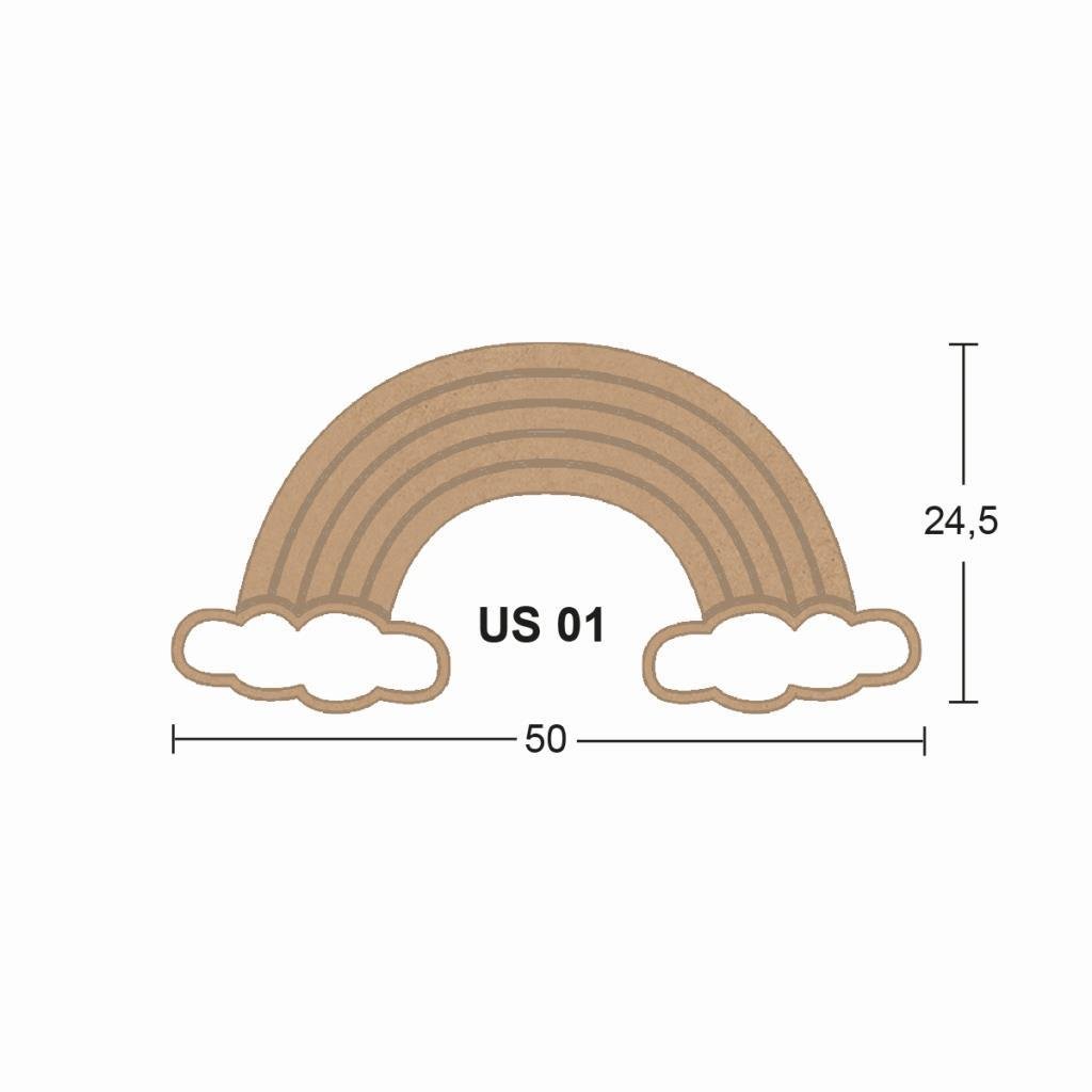 Ahşap Gökkuşağı Pano 50x24,5cm 8mm US01