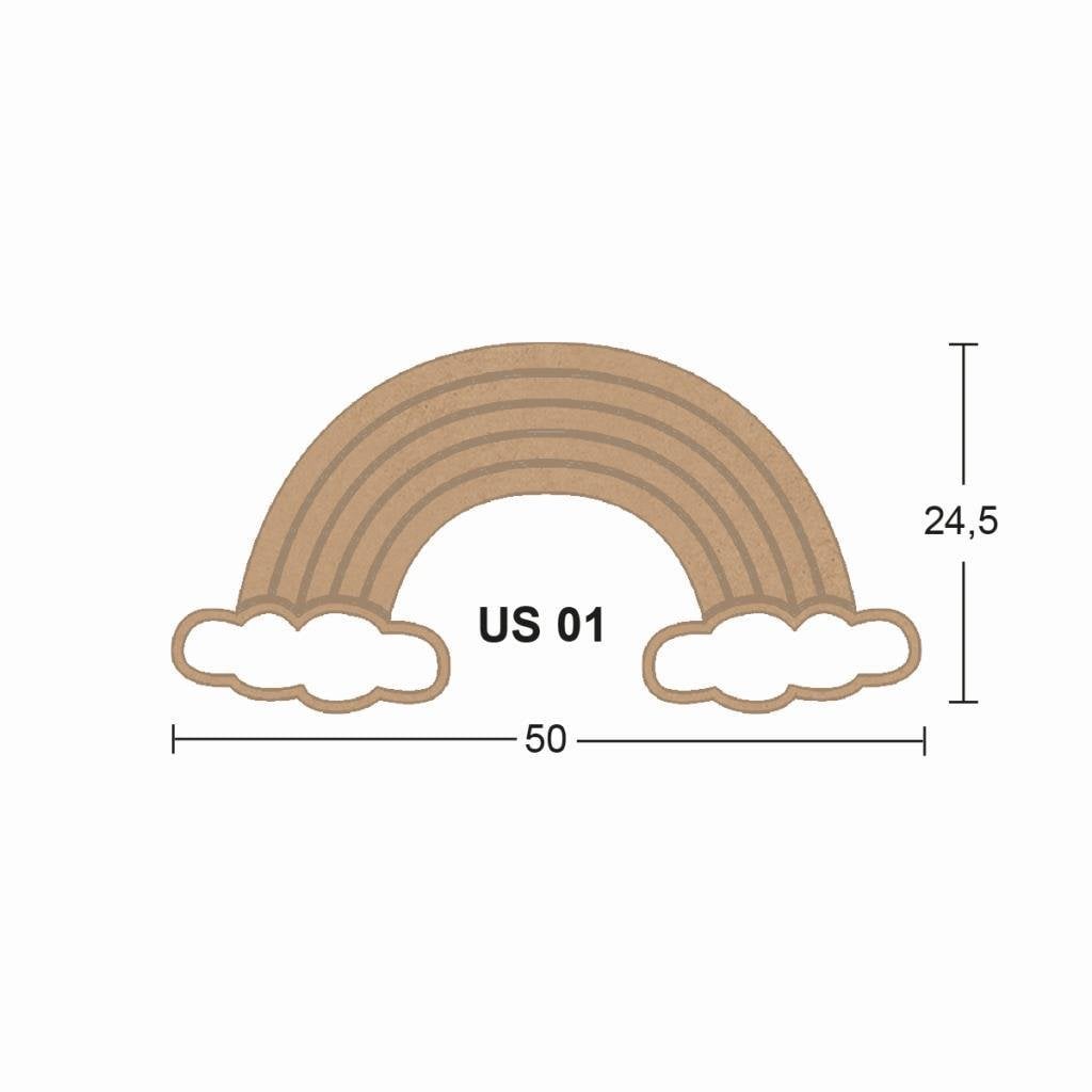 Ahşap Gökkuşağı Pano 50x24,5cm 8mm US01
