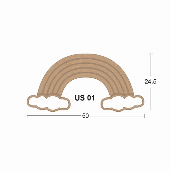 Ahşap Gökkuşağı Pano 50x24,5cm 8mm US01