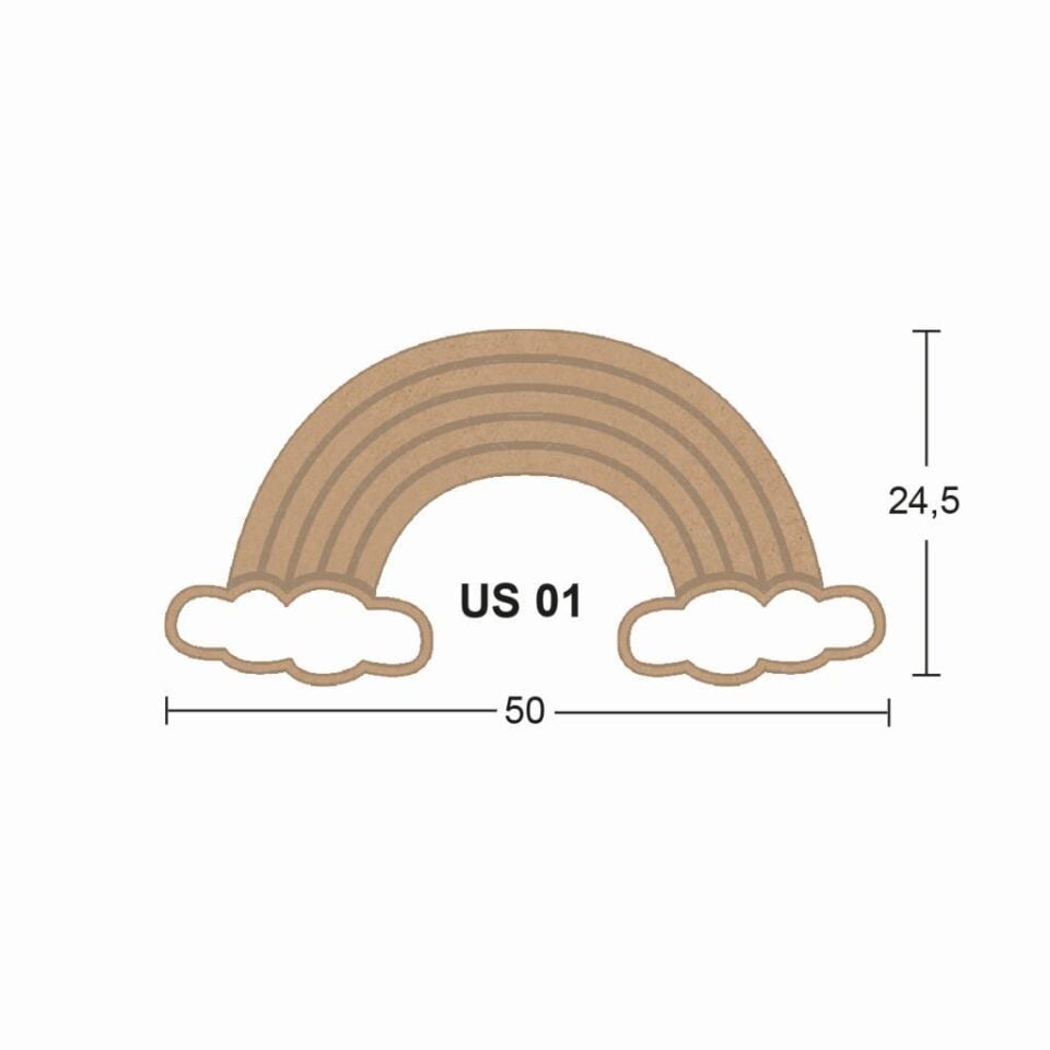 Ahşap Gökkuşağı Pano 50x24,5cm 8mm US01