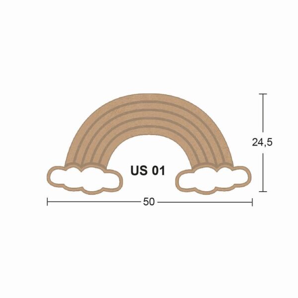 Ahşap Gökkuşağı Pano 50x24,5cm 8mm US01