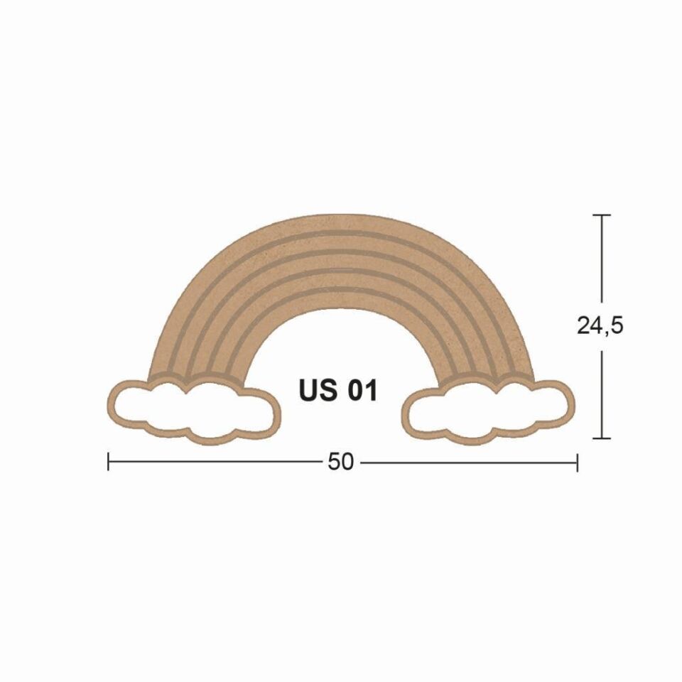 Ahşap Gökkuşağı Pano 50x24,5cm 8mm US01