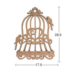 Papağanlı Kafes Ahşap Anahtarlık A33