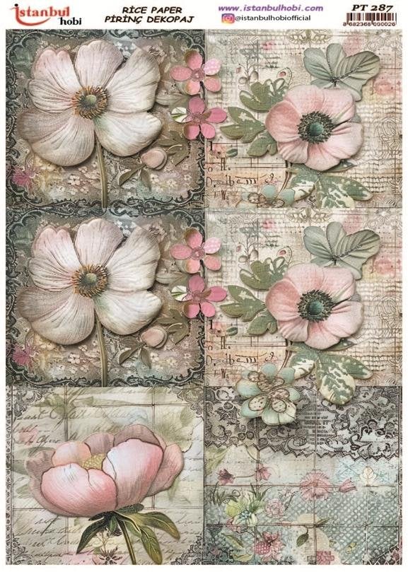 Pirinç Dekopaj Kağıdı 30x42cm PT-287 Çiçek