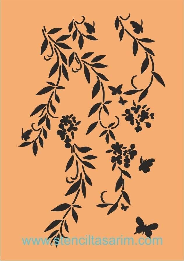 Çiçek Desen Stencil Şablon (21x30) F-090
