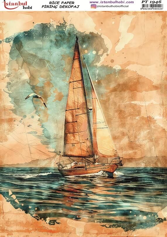 Pirinç Dekopaj Kağıdı 30x42cm PT-1946 Yelkenli