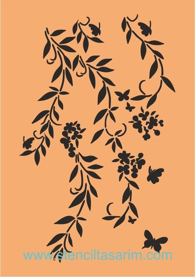 Çiçek Desen Stencil Şablon (35x50) F-090