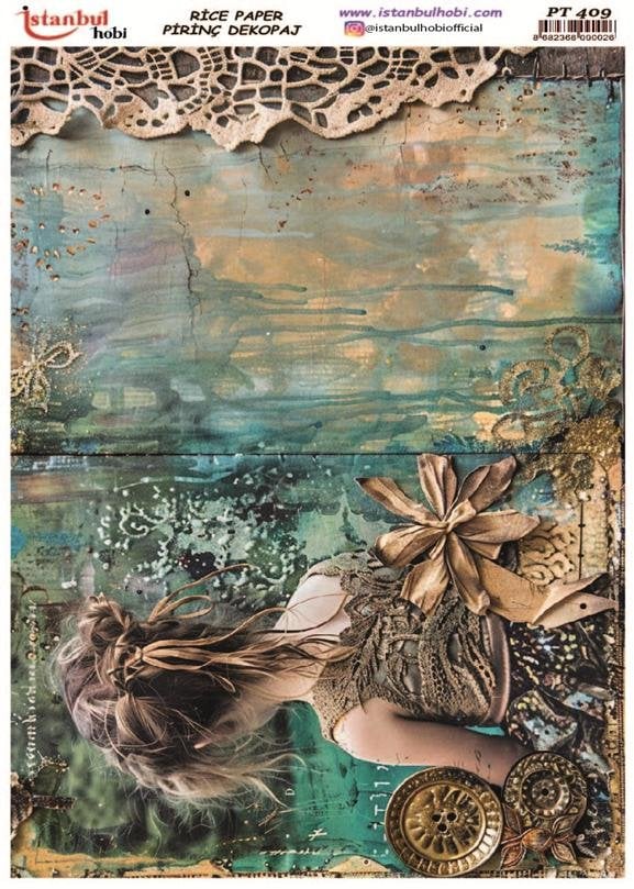 Pirinç Dekopaj Kağıdı 30x42cm PT-409 Vintage Woman