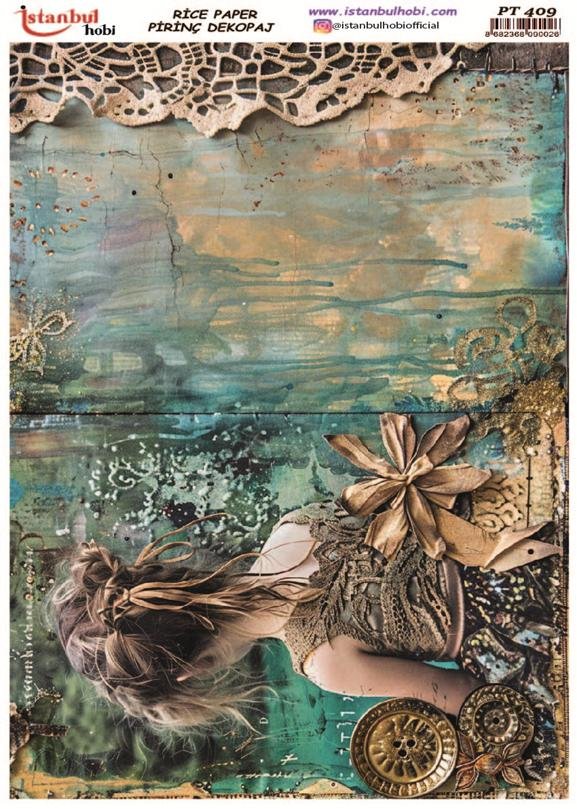 Pirinç Dekopaj Kağıdı 30x42cm PT-409 Vintage Woman