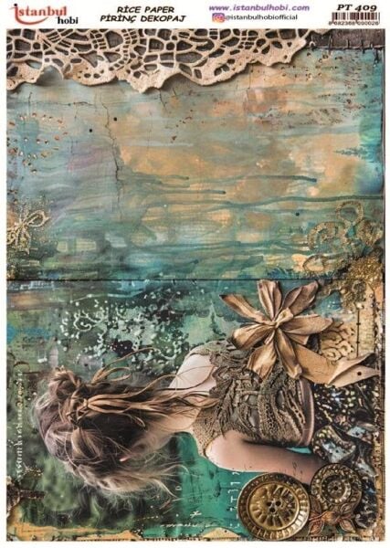 Pirinç Dekopaj Kağıdı 30x42cm PT-409 Vintage Woman