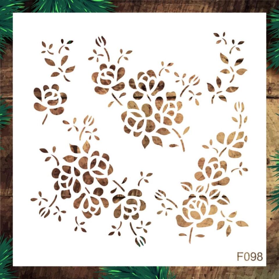 Çiçek Desen Stencil Şablon (30x30) F-098
