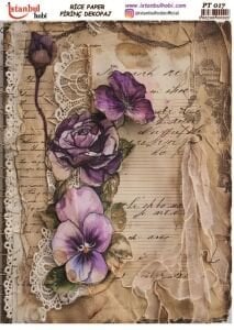 Pirinç Dekopaj Kağıdı 30x42cm PT-017 Yazı Çiçek