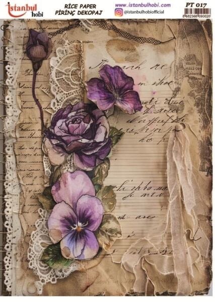 Pirinç Dekopaj Kağıdı 30x42cm PT-017 Yazı Çiçek