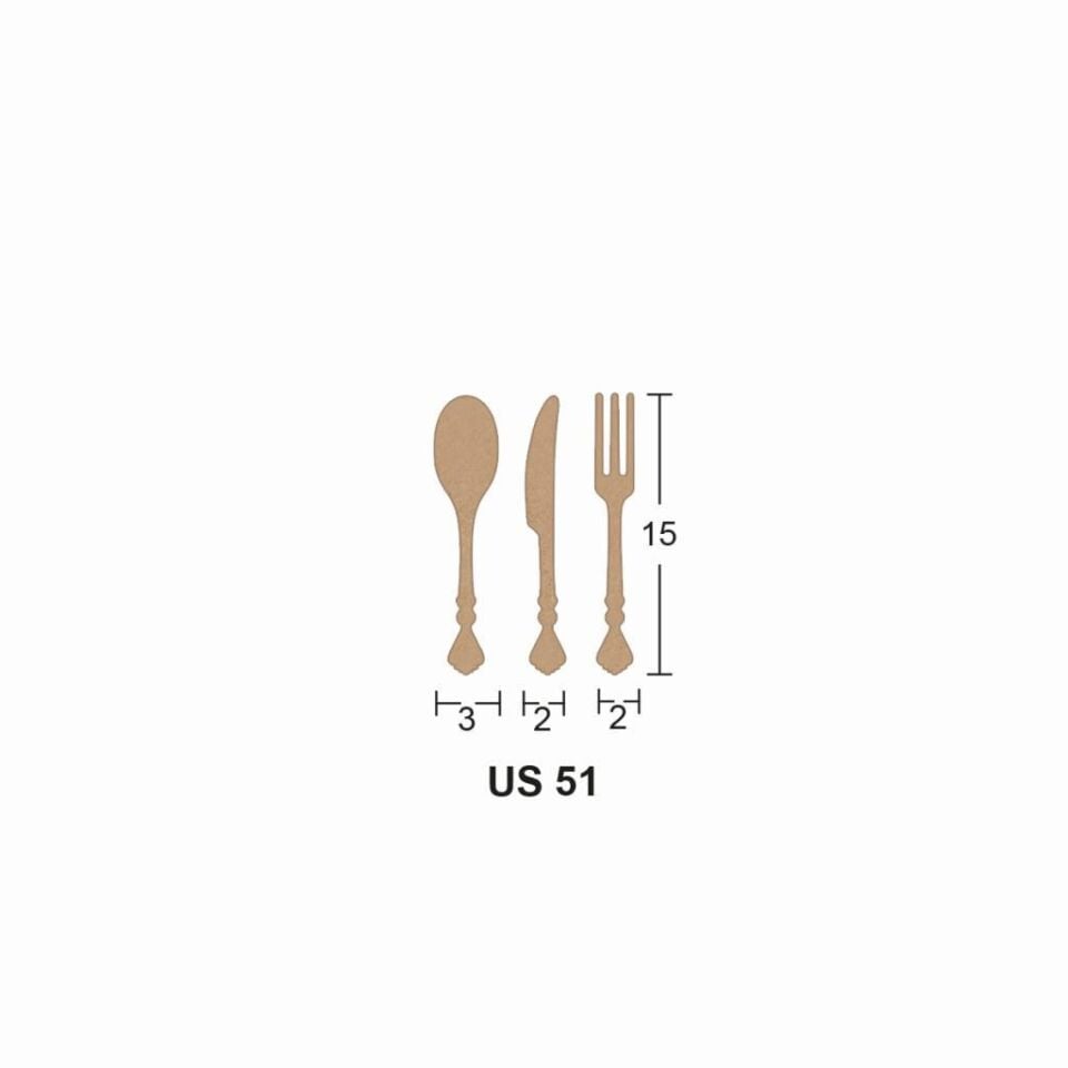 Ahşap Çatal Bıçak Kaşık Set 15x3+2+2cm 8mm US51